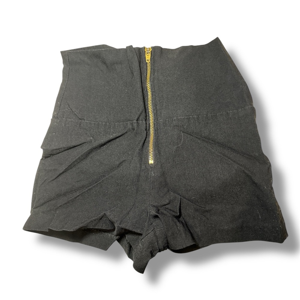 Charlotte Russe Black High Waist Shorts with Gold Zipper